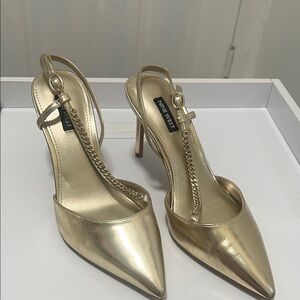 Nine West Metallic Gold Heels